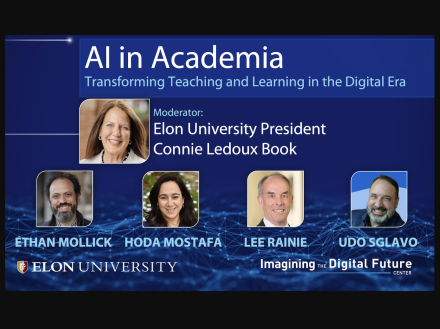 Graphic promoting March 8 webinar AI in Academia